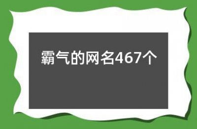 ​霸气的网名467个